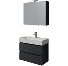 Badezimmerensemble mit Waschtischunterschrank, Waschbecken und Spiegelschrank