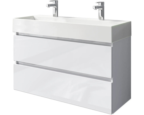 Meuble de salle de bains 2 pièces Pelipal Torino 101 x 66,7 x 40 cm façade blanc à haute brillance avec vasque en céramique blanc