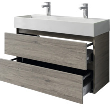 Waschtischunterschrank mit zwei Schubladen und Aufsatzwaschbecken