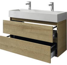 Waschtischunterschrank mit zwei Schubladen und Aufsatzwaschbecken
