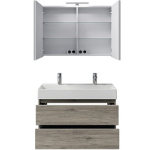 Badezimmer-Set mit Spiegelschrank, Waschbecken und Unterschrank