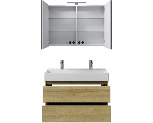 Waschtisch mit Unterschrank und Spiegelschrank für das Badezimmer