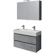 Badezimmermöbelset mit Waschtischunterschrank, Waschbecken und Spiegelschrank