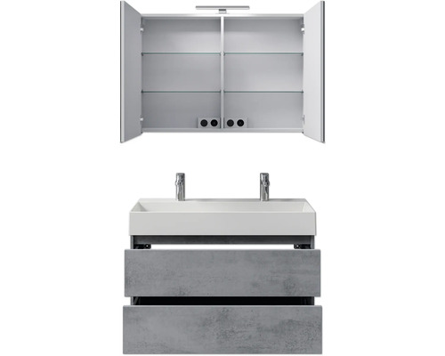 Waschtischunterschrank mit Waschbecken und Spiegelschrank für das Badezimmer