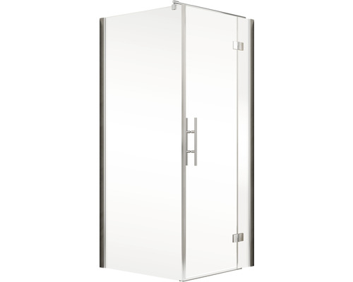 Eckdusche mit Tür aus Glas