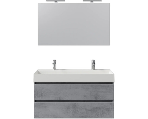 Waschtisch mit Spiegel und zwei Schubladen für das Badezimmer