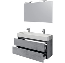 Badezimmermöbel-Set mit Waschtischunterschrank, Aufsatzwaschbecken und Spiegel