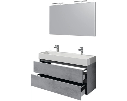 Badezimmermöbel-Set mit Waschtischunterschrank, Aufsatzwaschbecken und Spiegel