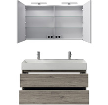 Waschtisch mit Waschbecken, Unterschrank mit Schubladen und Spiegelschrank