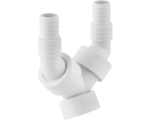 Embout de tuyau double GEBERIT pour lave-vaisselle ou machine à laver 1" blanc 152.767.11.1