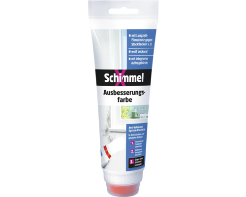 Peinture pour taches d'humidité SchimmelX blanc 250 ml Peinture de retouche anti-moisissure avec protection de film longue durée et brosse d''application intégrée