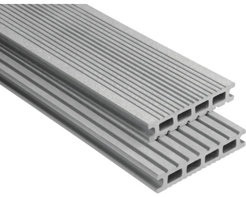 Planche pour terrasses Konsta WPC gris argent brossé 145x25 mm (produit vendu au mètre)