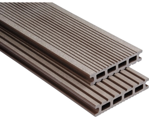 Planche pour terrasses Konsta WPC brun chocolat brossé145x25 mm (produit vendu au mètre)