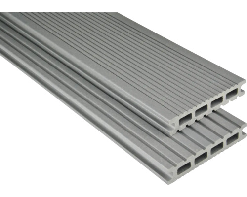 Lames de terrasses WPC Konsta gris mat à partir de 1000x145x26 mm (marchandise vendue au mètre)