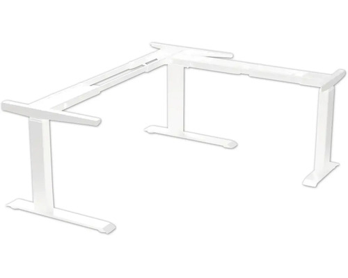 Piètement de table d'angle E-CORNER 90 réglable en hauteur électriquement sur 3 niveaux 610-1270 mm blanc 3 moteurs Piètement de table d'angle E-CORNER 90 réglable en hauteur électriquement sur 3 niveaux 610-1270 mm blanc 3 moteurs