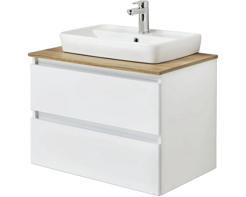 Ensemble vasque et meuble Quickset 360 lxhxp 78 x 64,2 x 50 cm couleur de façade blanc 3 pièces avec vasque en céramique