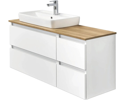 Ensemble vasque et meuble Pelipal Quickset 360 lxhxp 113 x 64,2 x 50 cm couleur de façade blanc avec vasque en céramique blanc 360.110003