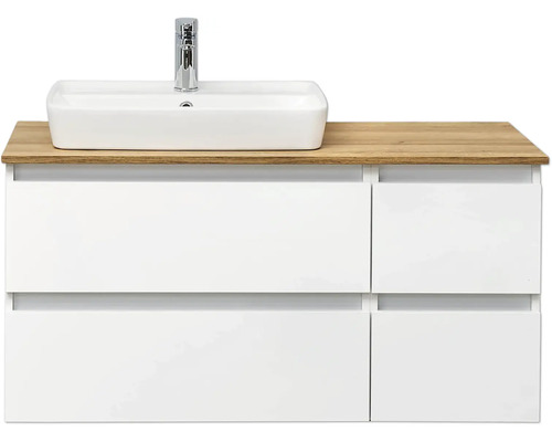 Meuble sous-vasque avec vasque à poser et robinetterie