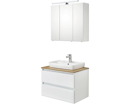 Set de meubles de salle de bains Pelipal Quickset 360 lxhxp 78 x 200 x 50 cm couleur de façade blanc avec vasque en céramique blanc 360.078003