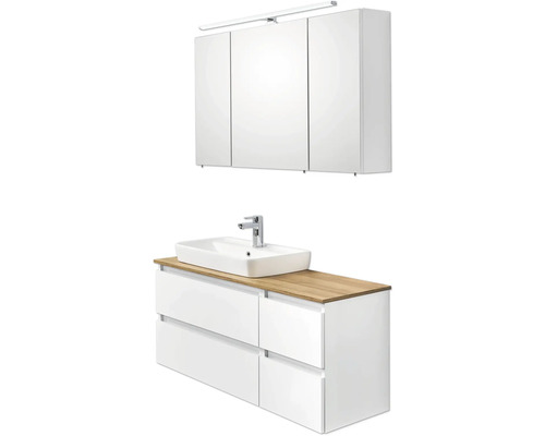 Set de meubles de salle de bains Pelipal Quickset 360 lxhxp 113 x 200 x 50 cm couleur de façade blanc avec vasque en céramique blanc 360.110004