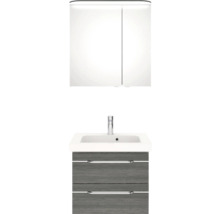 Waschbeckenunterschrank mit Waschbecken und Spiegelschrank für das Badezimmer.