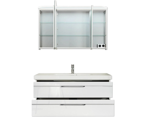 Badezimmer Set mit Spiegelschrank, Waschbecken und Unterschrank