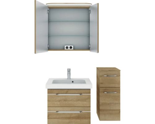 Ensemble de salle de bains avec armoire de toilette, lavabo et meuble bas