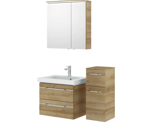 Ensemble de meubles de salle de bains avec meuble sous-vasque, armoire de toilette et armoire latérale