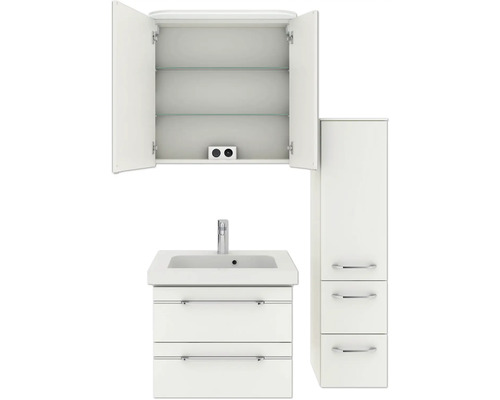 Ensemble de salle de bains avec meuble sous-lavabo, armoire de toilette et armoire haute