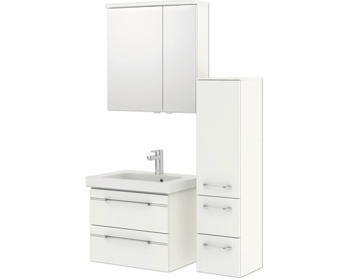 Ensemble de meubles de salle de bains avec lavabo, armoire de toilette et armoire haute