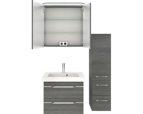 Ensemble de salle de bains avec meuble sous-vasque, armoire de toilette et armoire haute