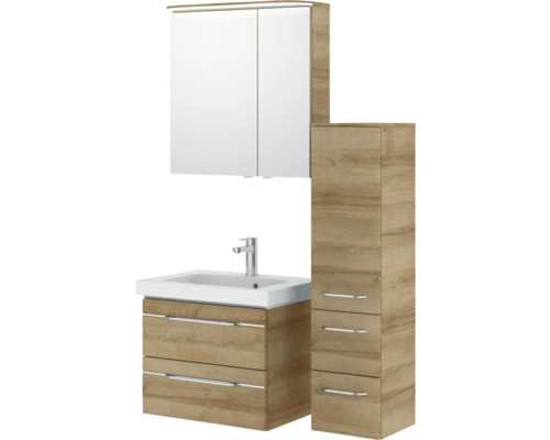 Ensemble de meubles de salle de bain avec meuble sous-lavabo, lavabo, armoire de toilette et armoire haute