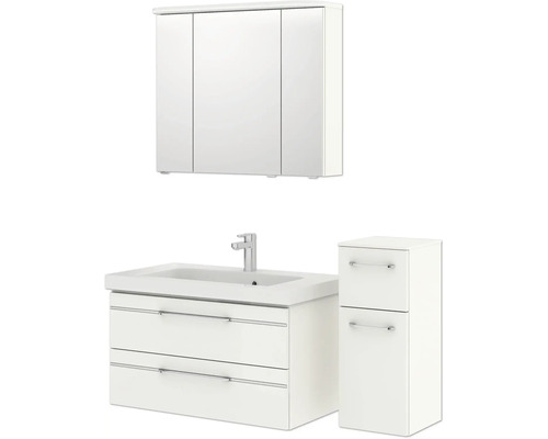Ensemble de salle de bains avec meuble sous-lavabo, armoire de toilette et meuble latéral