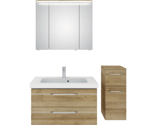 Badezimmer Möbelset mit Spiegelschrank, Waschbeckenunterschrank und Seitenschrank