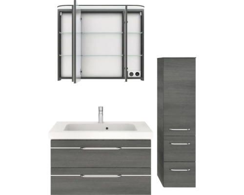 Ensemble de salle de bains avec meuble sous-lavabo, armoire de toilette et armoire haute