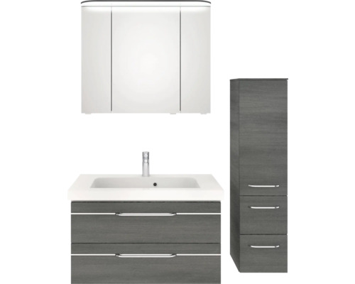 Ensemble de meubles de salle de bains avec meuble sous-lavabo, armoire de toilette et armoire haute