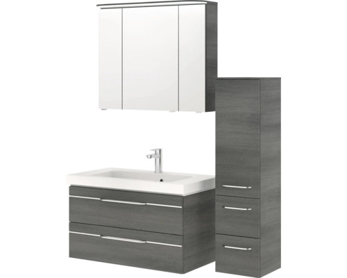 Ensemble de meubles de salle de bains avec lavabo, armoire de toilette et armoire haute