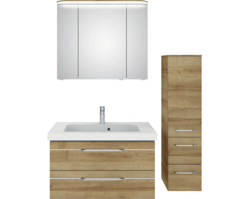 Ensemble de salle de bains avec armoire de toilette, meuble sous-vasque et armoire haute