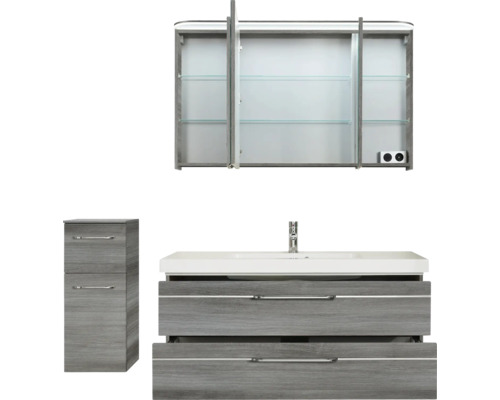 Ensemble de salle de bains avec meuble sous-lavabo, armoire de toilette et armoire latérale
