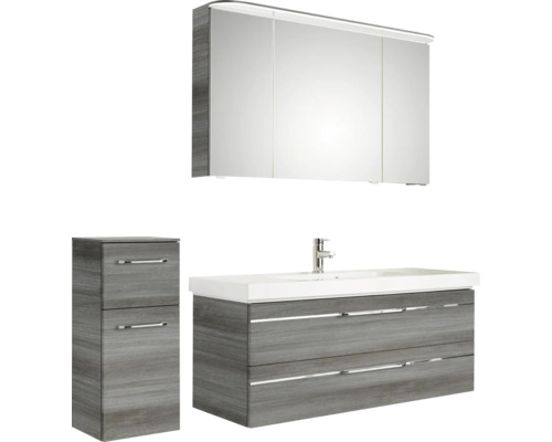 Ensemble de salle de bains avec meuble sous-lavabo, lavabo, armoire de toilette et armoire latérale