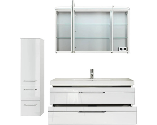 Ensemble de salle de bains avec meuble sous-lavabo, armoire de toilette et armoire haute