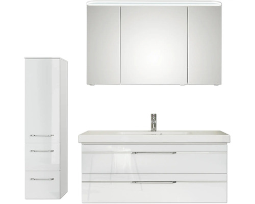 Ensemble de salle de bains avec armoire de toilette, lavabo et meuble sous-lavabo