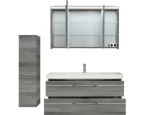 Ensemble de salle de bains avec meuble sous-lavabo, armoire de toilette et armoire haute