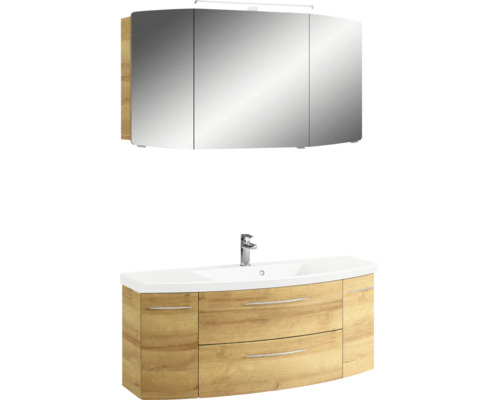 Ensemble de meubles de salle de bains avec armoire de toilette, meuble sous-lavabo et lavabo