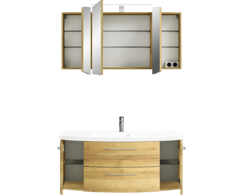 Ensemble de meubles de salle de bains avec armoire de toilette, lavabo et meuble sous-lavabo