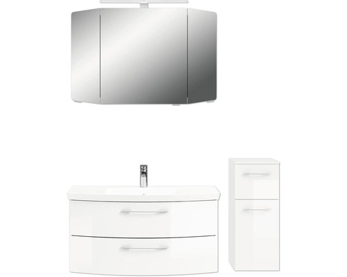 Ensemble de salle de bains avec armoire de toilette, meuble sous-lavabo et armoire latérale