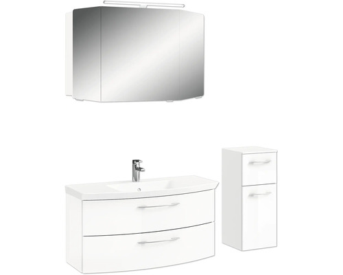 Ensemble de salle de bains avec armoire de toilette, meuble sous-lavabo et armoire latérale
