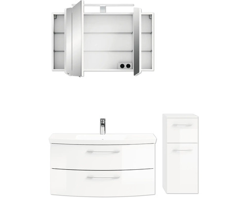 Ensemble de salle de bains avec armoire de toilette, meuble sous-lavabo et armoire latérale