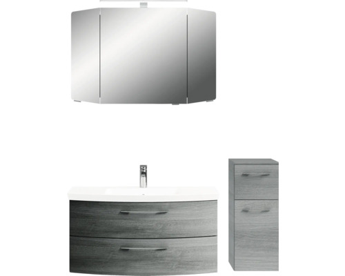 Ensemble de salle de bains avec armoire de toilette, meuble-lavabo avec vasque et meuble bas