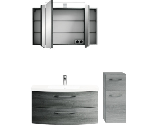 Ensemble de salle de bains avec armoire de toilette, meuble sous-lavabo et armoire latérale